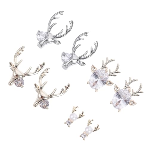 Mikinona 16 Stück Geeidernagelkunstschmuck 3D-Tier-Nagelanhänger Nagelanhänger Silber mischen Geweih eincremehilfe weihnachtsdeko Hirschhorn Anhänger für Nägel Zinklegierung von Mikinona