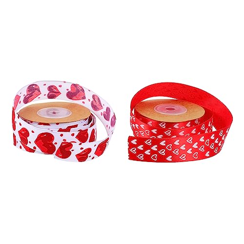 Mikinona 2 Rollen Herzbedrucktes Dekorationsband DIY Geschenkbänder für Hochzeiten Valentinstag und Partys pro Vielseitig Einsetzbar für Kreative Bastelprojekte von Mikinona