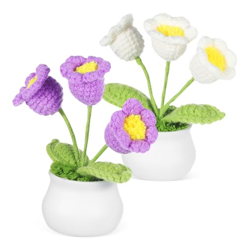 Mikinona 2 Stk. Handgefertigte Häkelblumen Kleine Topfblumen aus Langlebigem Garn Kunstvolle Glockenblumen Dekoration für Auto Armaturenbrett und Schreibtisch Pflegeleicht Detailreich Mikinona 2 Stk. Handgefertigte Häkelblumen Kleine Topfblumen aus Langlebigem Garn Kunstvolle Glockenblumen Dekoration für Auto Armaturenbrett und Schreibtisch Pflegeleicht Detailreich von Mikinona