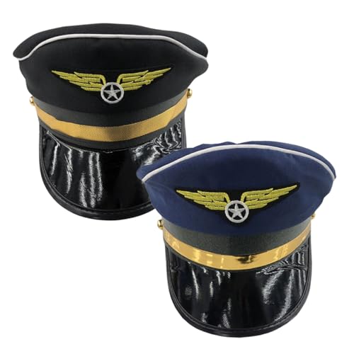 Mikinona 2 Stück Cosplay Flugmütze Verstellbar Leicht und Atmungsaktiv Unisex Party Kostüm Hüte in Schwarz für Bühnenauftritte und Verkleidungsspiele Mikinona 2 Stück Cosplay Flugmütze Verstellbar Leicht und Atmungsaktiv Unisex Party Kostüm Hüte in Schwarz für Bühnenauftritte und Verkleidungsspiele von Mikinona