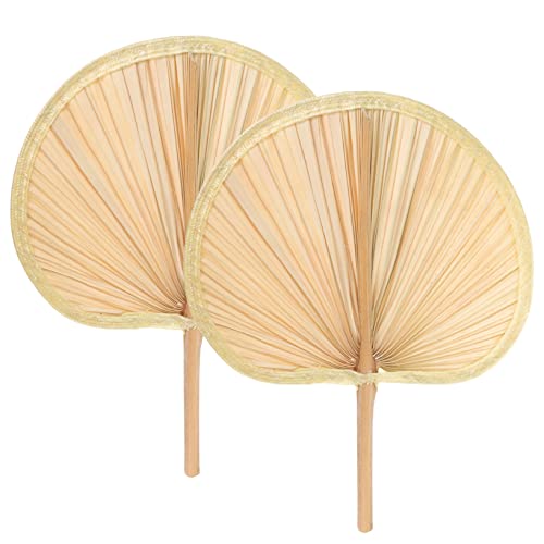 Mikinona 2 Stück Handgeflochtener Fächer aus Bananenblatt Natürlicher Traditioneller Sommer Handfächer Dekorativer Vintage Fächer für Strand und Wohnraumgestaltung von Mikinona