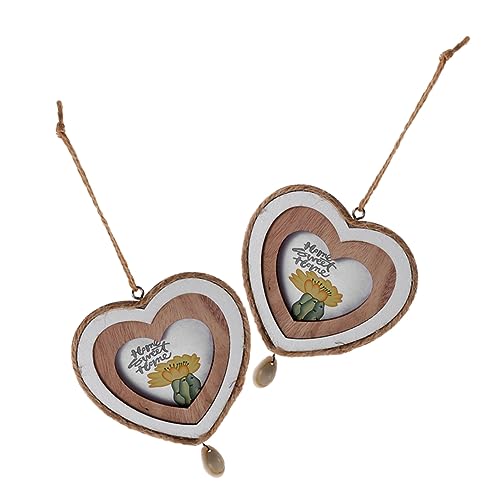 Mikinona 2 Stück Mini Holz Bilderrahmen Herzform Kleine Fotohalter zum Aufhängen Stabile Vintage Deko für Wohnzimmer Esszimmer und Küche Geeignet für DIY Mini Haus Dekoration und von Mikinona