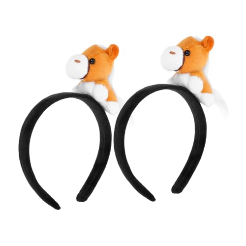 Mikinona 2 Stück Teiliges Cartoon Pferd Haarreif Weiches Stoff Haarband Pferdekostüm Accessoire für Halloween Geburtstag Party Cosplay Zubehör von Mikinona