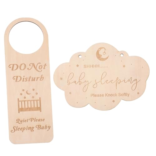 Mikinona 2 Stück Teiliges Schlafschild aus Holz Hängendes Türschild für Babyzimmer Langlebiges Leicht zu Installierendes Türanhänger Dekorativ und Praktisch von Mikinona
