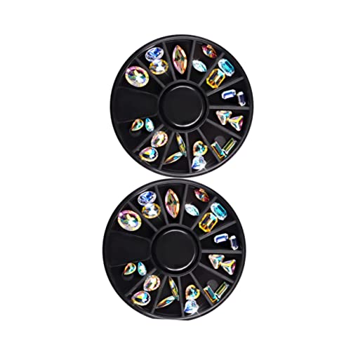 Mikinona 2 Stück Transparente Wasserbohrer Flache Bodenglas Strassaufkleber für DIY Kleidung Maniküre Sonderform Transparente Wasserbohrer Disc Nail Art Dekoration für Zuhause und von Mikinona