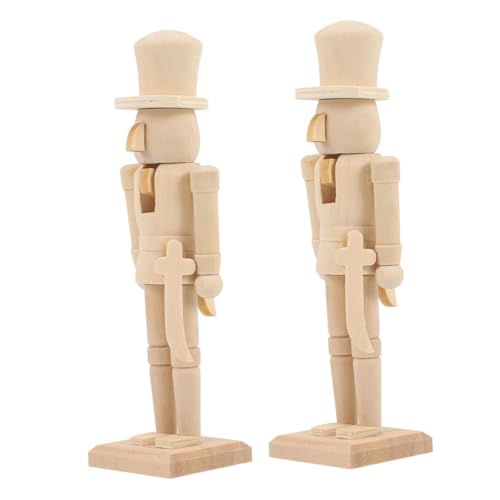 Mikinona 2 Stück Unlackierter Holz Soldat Figurine DIY Bastelset Weihnachtsdeko zum Bemalen Holz Figur Ornament für Weihnachten und Wohnraumgestaltung von Mikinona