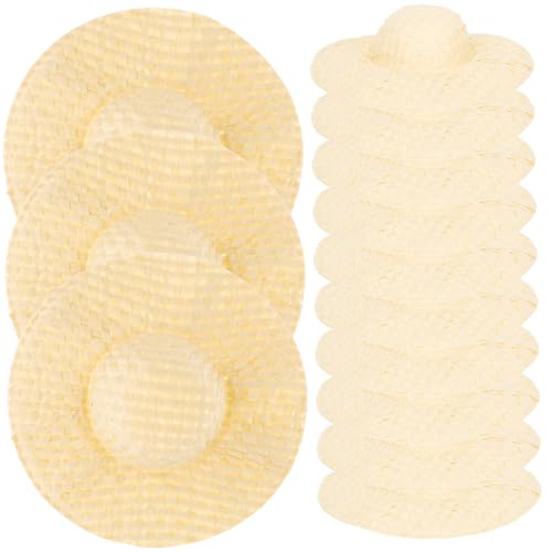 Mikinona 20 Stück Teiliges Miniatur Papierhüte Handgewebte Kleine Puppenhüte in Beige DIY Bastel Foto Requisiten für Puppenhaus Dekoration und Miniatur Accessoires von Mikinona