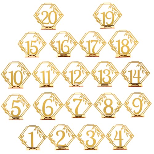 Mikinona 20 Stück Tisch Nummernschild reserviert Tischhochzeit Hochzeitstischnummern Hochzeitszeichen Hochzeit Zeichen Sitzschilder aus Acryl Tischnummer aus Acryl Golden von Mikinona