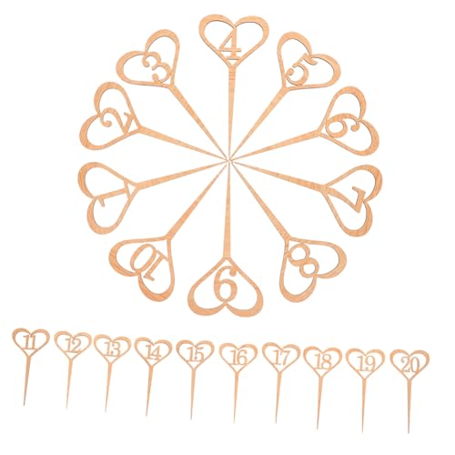 Mikinona 20pcs Herzausschnitt Holz Tischnummer Für Hochzeitsempfang Elegante Tischnummer Hochzeitstisch Zubehör Place Karten Für Die Tischeinstellung (nummern 1-20) von Mikinona