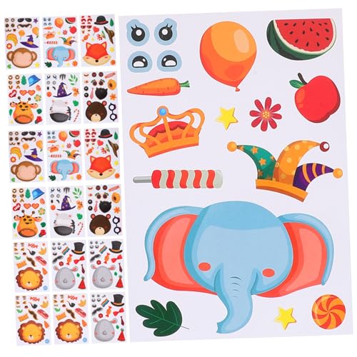 Mikinona 24 Blatt Belohnungsaufkleber Cartoon Tieraufkleber DIY Handwerk Tierpuzzle Sticker Motivationsaufkleber für Schule Geschenk Scrapbooking von Mikinona