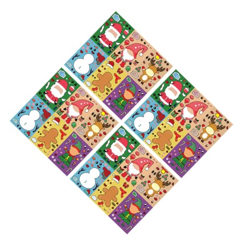 Mikinona 24 Blatt Teiliges Weihnachts DIY Puzzle Sticker Sichere Papiermaterialien Kreative Xmas Dekoration für Party und Pädagogische Bastelspiele für Mädchen und Jungen von Mikinona
