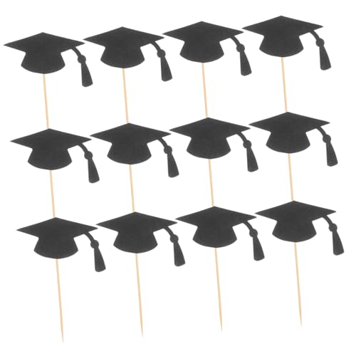 Mikinona 24 Stück Teiliges Abschlusskappen Kuchen Dekorationen für Graduation Feiern Vielseitige Torteneinsätze für Schulabschlüsse und Persönliche Feiern Kreative und Einzigartige Designs von Mikinona