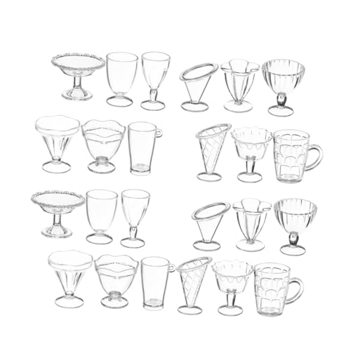 Mikinona 24 Stück Teiliges Mini Eisbecher Kunststoff Miniaturbecher Puppenhaus Zubehör Dekoratives für Kreative DIY Snacks und Vielseitige Puppenhausgestaltung von Mikinona