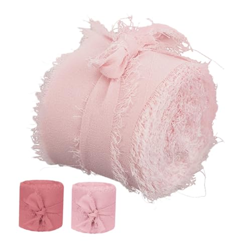 Mikinona 3 Rollen Fransen Chiffon Seidenband Breit Lang Geschenkband für Hochzeitseinladungen Brautsträuße und DIY Dekoration Rosa Farbton Vielseitig für Feierlichkeiten und Handwerk Mikinona 3 Rollen Fransen Chiffon Seidenband Breit Lang Geschenkband für Hochzeitseinladungen Brautsträuße und DIY Dekoration Rosa Farbton Vielseitig für Feierlichkeiten und Handwerk von Mikinona