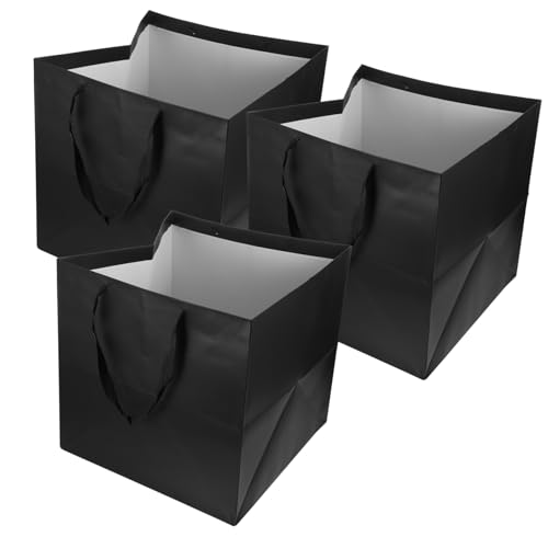 Mikinona 3 Stück Faltbare Papiertüten für Schwarz für Partys Hochzeiten Geburtstagsfeiern Vielseitige Verpackung für Süßigkeiten Kekse Kleine von Mikinona