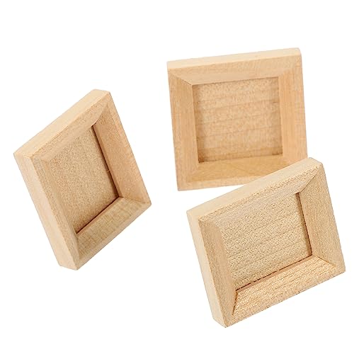 Mikinona 3 Stück Teiliges Mini Bilderrahmen aus Holz Leichte Puppenhaus Deko Unbemalte DIY Foto Miniaturrahmen für Miniaturhaus Gestaltung und Kleine Geschenkidee von Mikinona