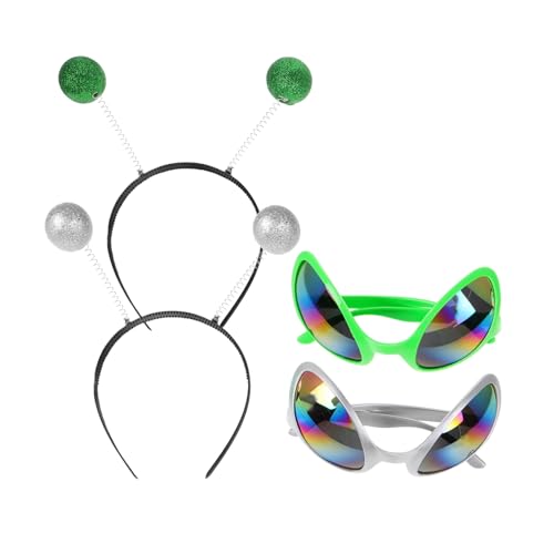 Mikinona 4stücke Teiliges Set -brille Mit Antenne Und Stirnband Für Halloween Weihnachtsfeiern Und Kostümpartys Kreative Foto-requisiten Für Unvergessliche von Mikinona
