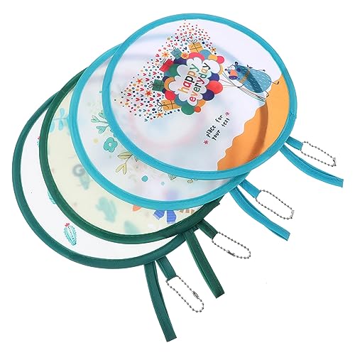 Mikinona 4 Stück Teiliges Faltbarer Runder Handventilator mit Cartoon Motiven Leichter Leiser Fächer für Sommer Hochzeit Dekoration Fotorequisiten Vielseitig Einsetzbar Handlich und Kompakt von Mikinona