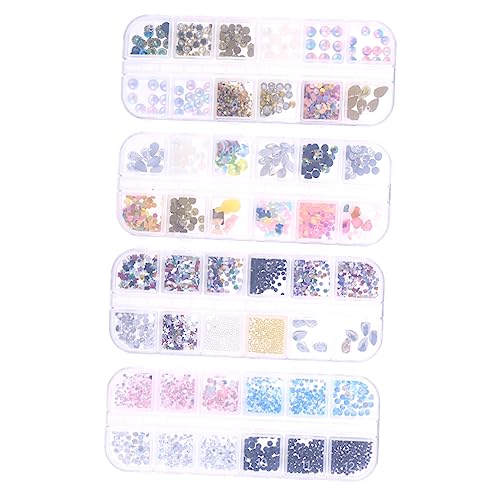 Mikinona 4 Stück Teiliges Nail Art Set mit Fächern Funkelnde Strasssteine Perlen und Pailletten für Nail Art Dekorationen für Diy Projekte und Vielseitige Anwendungen Nagelgestaltung von Mikinona