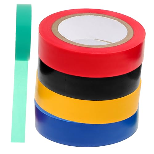Mikinona 5 Rollen Buntes Isolierband Elektrisches Klebeband Rot Gelb Blau Grün und Schwarz Hochwertiges PVC Starke Haftung für Elektroanwendungen und Außennutzung von Mikinona