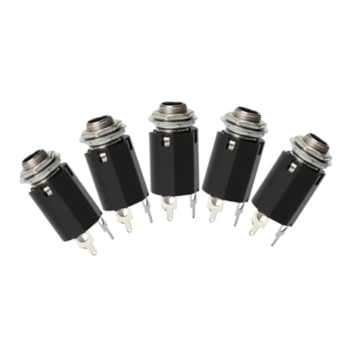 Mikinona 5 Stück Gitarrenstecker Buchsen Robuste Metallanschlüsse für Elektrische Gitarren Installieren Langlebig und Professionell Gefertigt für Musiker und Gitarristen von Mikinona