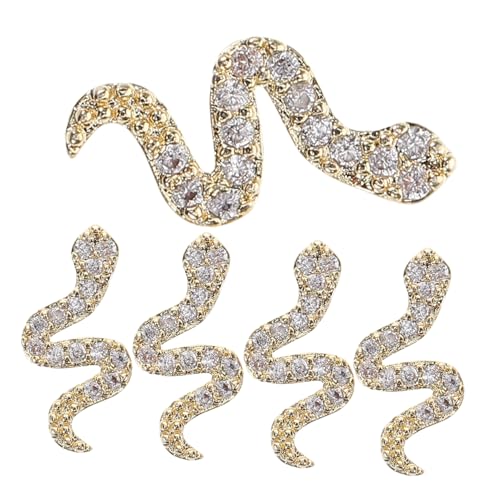 Mikinona 5 Stück Teiliges Schlangen Nagelkunst Charms aus Langlebiger Metalllegierung Retro Stil Goldfarbene Nail Art Schmuckverzierung für DIY Maniküre Geeignet für Frauen und Mädchen Mikinona 5 Stück Teiliges Schlangen Nagelkunst Charms aus Langlebiger Metalllegierung Retro Stil Goldfarbene Nail Art Schmuckverzierung für DIY Maniküre Geeignet für Frauen und Mädchen von Mikinona