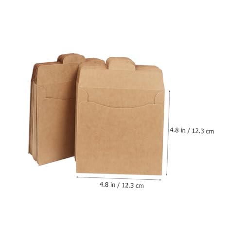 Mikinona 50 Stück Braune Kraftpapier CD Umschläge Wiederverwendbare Dokumententaschen Umweltfreundliche Verpackung für Karten Dateien Geschenke für Einfallsreiches Geschenkpapier und von Mikinona