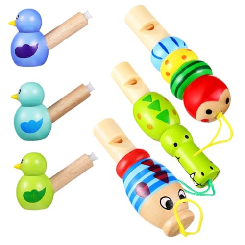 Mikinona 6 Stück Teiliges Kinderfreundliche Holzpfeifen mit Cartoon tiermotiven Leichte Musikinstrumente für Geburtstags Partyzubehör Lustige Mitgebsel für Ab Jahren von Mikinona