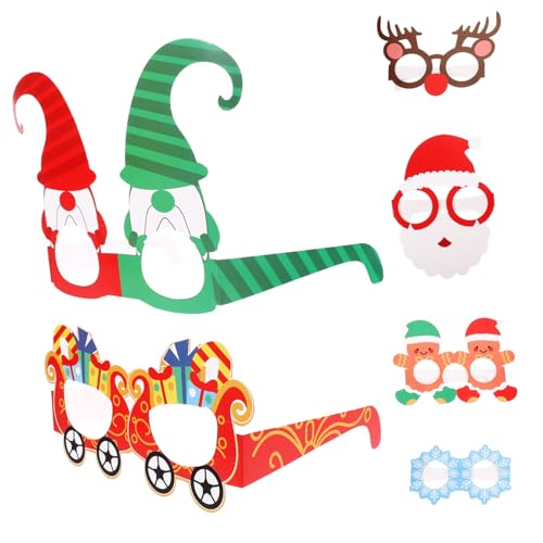 Mikinona 6 Stück Teiliges Weihnachts-papierbrillen Lustige Partybrille Kostümaccessoire Festlich Leicht Tragbar für Weihnachtsfeier Karneval und Foto-requisiten von Mikinona