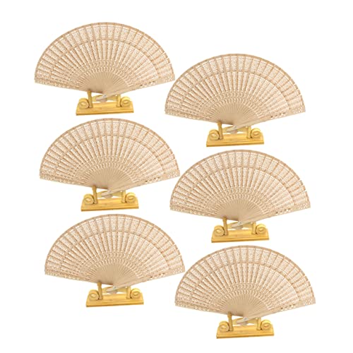 Mikinona 6 Stück Vintage Holz Fächer Faltbar Handgehalten Holzfächer mit Filigraner Gravur Leicht Duftend Klassischer Chinesischer Stil für Tanz Hochzeit und Sommergebrauch Mikinona 6 Stück Vintage Holz Fächer Faltbar Handgehalten Holzfächer mit Filigraner Gravur Leicht Duftend Klassischer Chinesischer Stil für Tanz Hochzeit und Sommergebrauch von Mikinona