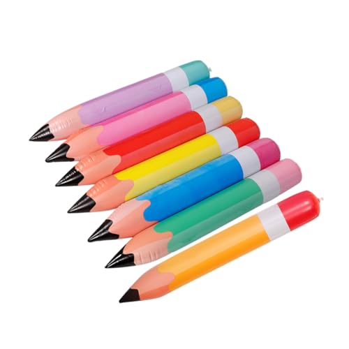 Mikinona 7 Stück Teiliges Aufblasbarer PVC Bleistifte für Schulanfang Riesenstift Dekorationen Bunten Farben Gelb Orange Blau Grün Rot Praktische Party und Klassenzimmer Deko von Mikinona