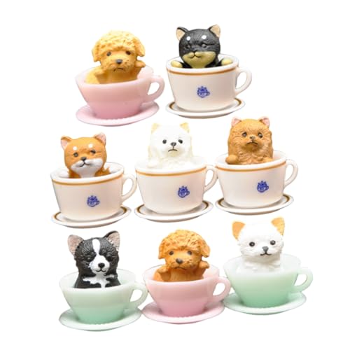 Mikinona 8 Stück Katze In Tasse Heimdekoration Mini Hundefiguren Realistischer Hund In Tasse Realistische Katze Kätzchen In Katzenfiguren Realistische Kätzchen Hundefigur In von Mikinona