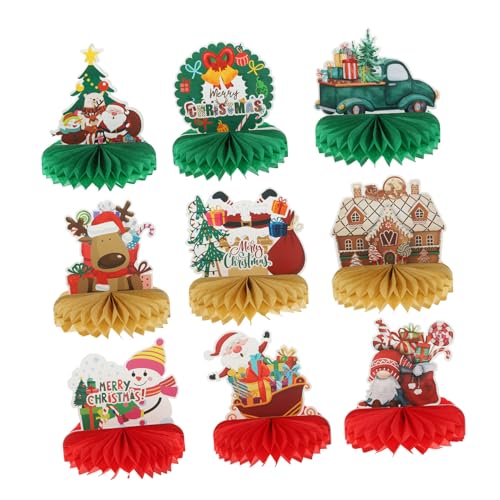 Mikinona 9 Stück Teiliges Xmas Honeycomb Centerpiece aus Papier Leichte Faltbare Weihnachtsdekoration für Party Wiederverwendbar Geeignet für Weihnachten Neujahr und Themenfeiern von Mikinona