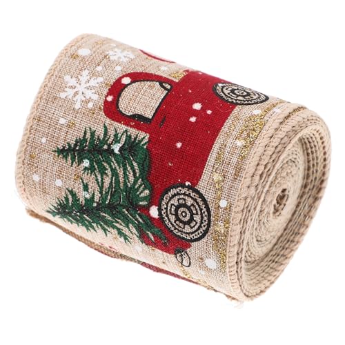 Mikinona Breites Weihnachtsband mit Drahtkante Formbares Polyester Geschenkband mit Weihnachtsmotiv Vielseitiges Bastelband für Geschenkverpackungen Schleifen und Dekorationen von Mikinona
