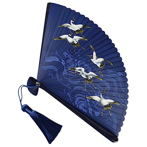 Mikinona Chinesischer Retro Fächer aus mit Kranichdruck Faltbarer Vintage Handfächer für Tanz Fotografie und Sommer Stabiles Design mit Quaste Praktischer Faltbarer Handfächer für Damen Mikinona Chinesischer Retro Fächer aus mit Kranichdruck Faltbarer Vintage Handfächer für Tanz Fotografie und Sommer Stabiles Design mit Quaste Praktischer Faltbarer Handfächer für Damen von Mikinona