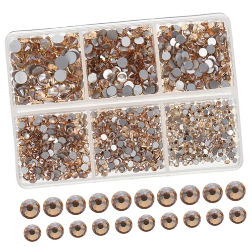 Mikinona Flachback Strasssteine DIY Nageldekoration Mit Glänzenden Strasssteinen Für Nail Art Designs Champagnerfarbene Nagelaccessoires von Mikinona