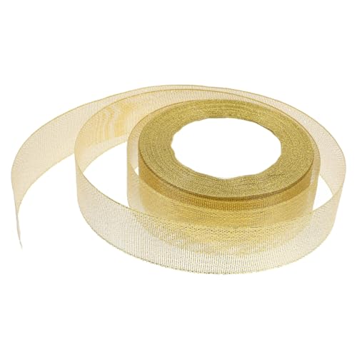 Mikinona Goldenes Glitzersatinband Breit Lang Robustes Geschenkband für Blumensträuße Kuchen Diy-dekoration Vielseitiges Bastelband für Hochzeit Geburtstag und Festlichkeiten von Mikinona