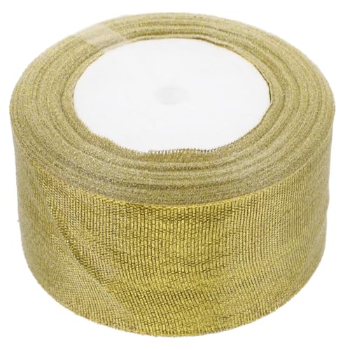 Mikinona Goldglitzer Geschenkband Robustes Glitzerndes Zierband für Geschenkverpackung Basteln Blumensträuße Party Hochzeitsdeko Festliche Weihnachts Geburtstagsdekoration von Mikinona