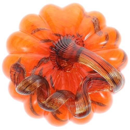 Mikinona Handgeblasene Kürbisfigur Orange Festliche Herbst Dekoration für Halloween Erntedankfest und Wohnzimmer Vielseitiges Sammlerstück für Party und Tischdeko von Mikinona