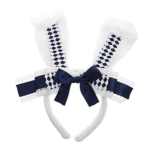 Mikinona Hasenohr Stirnband Hasenohren Haarklammern Mädchen Kopfbedeckung Schleife Kopfbedeckung Kaninchen Spitze für Cosplay-Kopfschmuck Tiere Stirnband Bowknot-Haarband Plüschstoffe von Mikinona