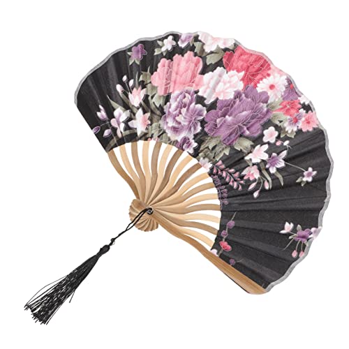 Mikinona Japanischer Handlicher Faltbarer Holzfächer mit Stoffbespannung Dekorativer Vintage Faltfächer Tragbar und Leicht für Sommer Party Cosplay Praktische Handventilator Mikinona Japanischer Handlicher Faltbarer Holzfächer mit Stoffbespannung Dekorativer Vintage Faltfächer Tragbar und Leicht für Sommer Party Cosplay Praktische Handventilator von Mikinona
