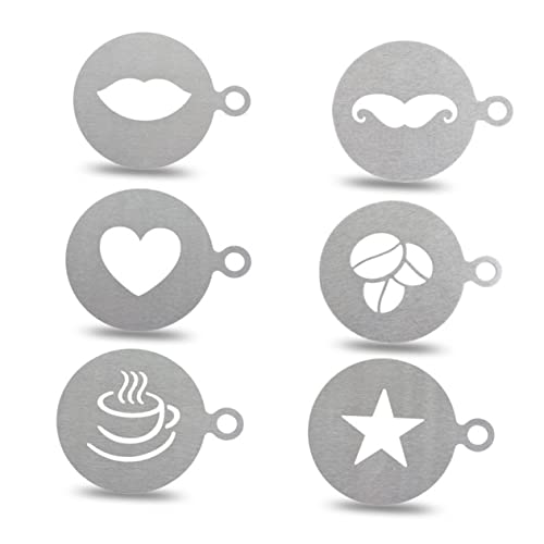 Mikinona Kaffeeschablonen Latte Art Plätzchen Kaffee-Kunst-Schablone schmücken Latte Art Schablonen Kuchen Dekoration Schablonen Kaffeeschablonen aus Edelstahl Espresso-Schablonen Silver Mikinona Kaffeeschablonen Latte Art Plätzchen Kaffee-Kunst-Schablone schmücken Latte Art Schablonen Kuchen Dekoration Schablonen Kaffeeschablonen aus Edelstahl Espresso-Schablonen Silver von Mikinona