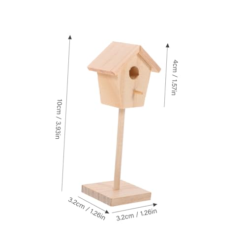 Mikinona Miniatur Vogelhaus aus Holz Unbemalt Vielseitige Deko für Puppenhaus DIY Bastelset Mini Vogelkäfig für Fotografie und Modellbau Naturbelassen als Accessoire und Szene Dekoration von Mikinona