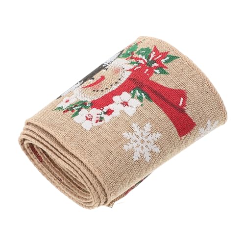 Mikinona Weihnachtsband Stoff für Auto Dekoration Karottenfarben mit Schneemann Muster für Festliche Atmosphären und Party Dekorationen Vielseitig Verwendbar für Kränze und Weihnachtsbaum von Mikinona