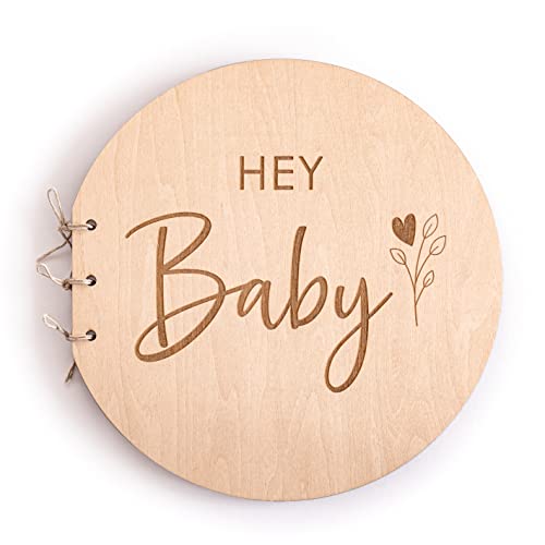 Babyparty Gästebuch mit Holzeinband, Baby Shower Erinnerungsalbum, "Hey Baby" Gästebuch Babyparty Mädchen und Junge, Geschenke für eine Babyparty, Holz Gästebuch als Baby Shower Geschenk - Mikito Babyparty Gästebuch mit Holzeinband, Baby Shower Erinnerungsalbum, "Hey Baby" Gästebuch Babyparty Mädchen und Junge, Geschenke für eine Babyparty, Holz Gästebuch als Baby Shower Geschenk - Mikito von Mikito