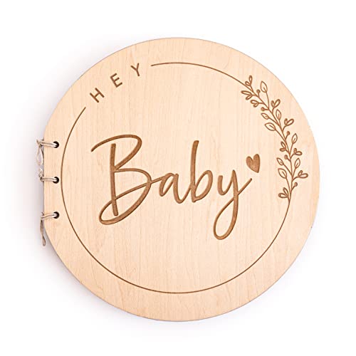 Babyparty Gästebuch mit Holzeinband, Baby Shower Erinnerungsalbum, "Hey Baby" Gästebuch Babyparty Mädchen und Junge, Geschenke für eine Babyparty, Holz Gästebuch als Baby Shower Geschenk - Mikito Babyparty Gästebuch mit Holzeinband, Baby Shower Erinnerungsalbum, "Hey Baby" Gästebuch Babyparty Mädchen und Junge, Geschenke für eine Babyparty, Holz Gästebuch als Baby Shower Geschenk - Mikito von Mikito