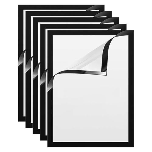 A4 Magnetrahmen Set, Info-Rahmen, Diamond Painting Bilderrahmen, Selbstklebend Magnetisch Bilderrahmen, Blatthalter für A4 Informationsdarstellung, mit Magnetverschluss, 5 Stück von Mikiuly