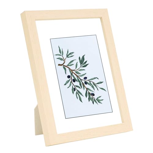 Bilderrahmen Natur Holz,Bilderrahmen A4 Holz Effekt Mit Glas,A4 (21 x 29,7 cm) Dünner Rahmen,Wandmontage,Bilderrahmen,Tischplatte,Vertikalen oder Horizontalen Aufhängen von Mikiuly
