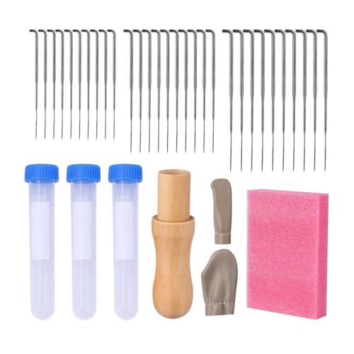 Mikiuly Filznadeln Set für Anfänger, Nadelfilzwerkzeuge, 3 Größen Filzen Nadeln, Filzwolle Nadeln mit Holzgriff, Ahlen, Fingerspitze für Wolle Filzen Nadelfilzen Trockenfilzen Mikiuly Filznadeln Set für Anfänger, Nadelfilzwerkzeuge, 3 Größen Filzen Nadeln, Filzwolle Nadeln mit Holzgriff, Ahlen, Fingerspitze für Wolle Filzen Nadelfilzen Trockenfilzen von Mikiuly