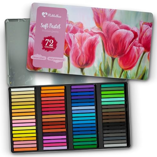 Mikkelhus Soft Pastellkreide – 72 Farben Set – Intens pigmentierte, weiche Pastellkreiden – Künstlerkreide in Luxusbox aus Metall – Für Künstler & Hobbyisten von Mikkelhus